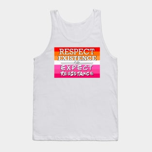 Respect Exsistence or Expect Resistance, Lesbian Pride Flag Tank Top